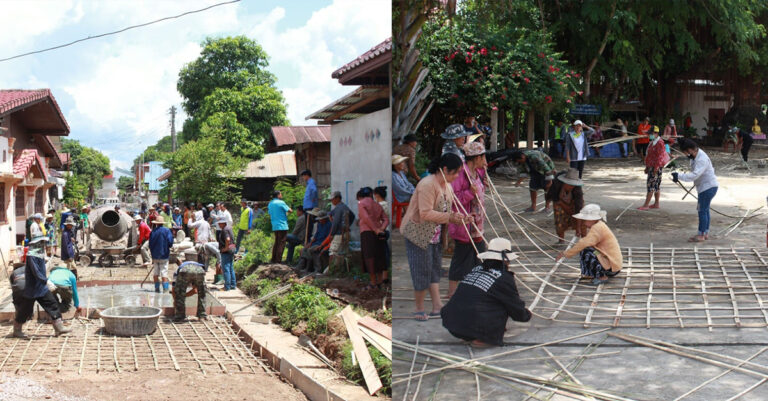 ຊົມເຊີຍ! ບ້ານທ້າວແກ່ນ ເມືອງແກ່ນທ້າວ ສ້າງທາງເບຕົງພາຍໃນບ້ານ 100 ກວ່າແມັດ
